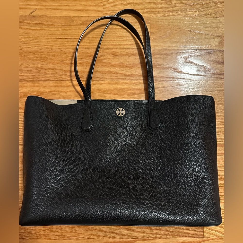 Tory Burch Black Leather Tote Bag